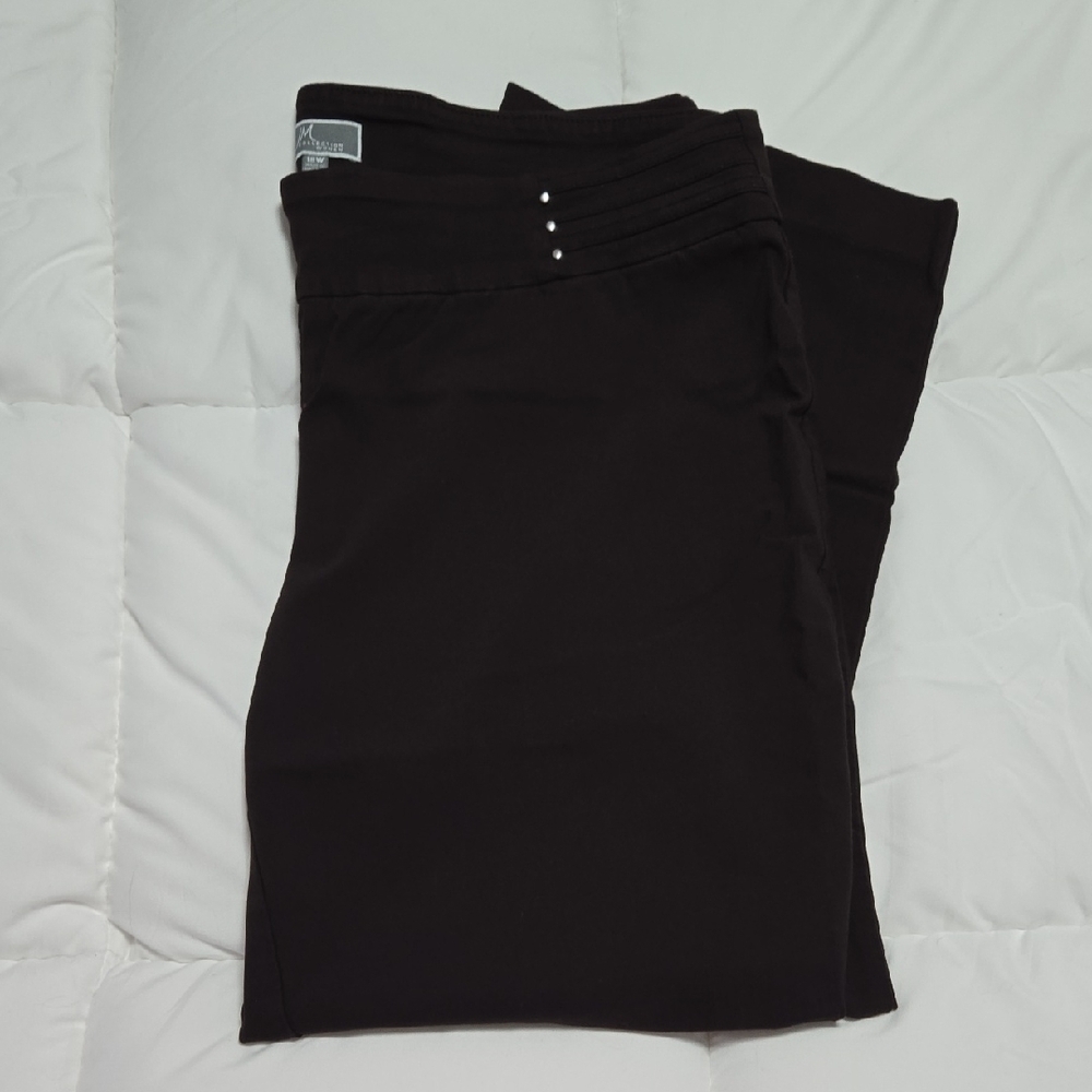 JM Collection 18W Brown Pants with Button Detail